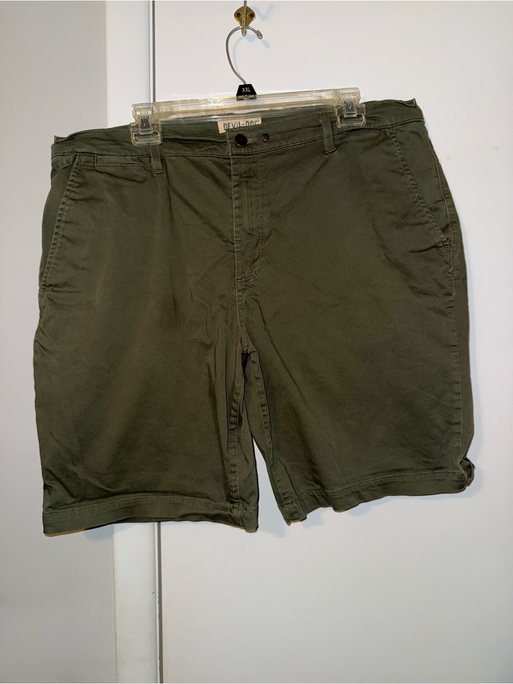 Devil-Dog Men’s Olive Green Chino Shorts Size 38W Casual Flat Front